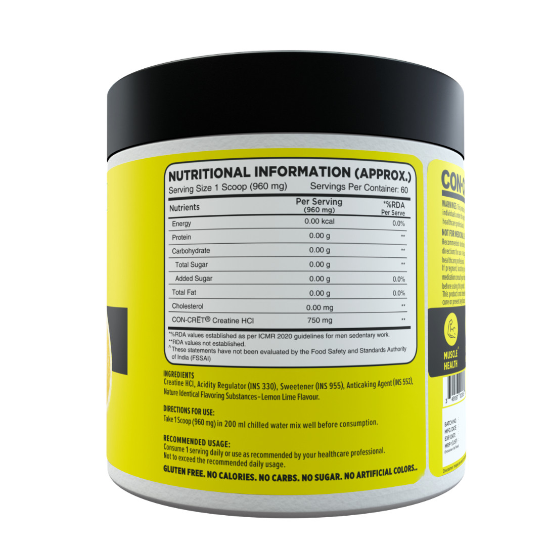 CON-CRĒT® Pure Creatine HCl Powder - Lemon Lime