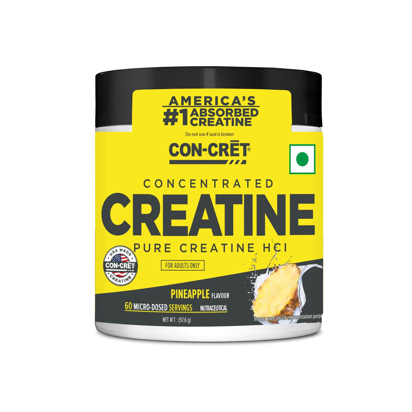 CON-CRĒT® Pure Creatine HCl Powder - Pineapple